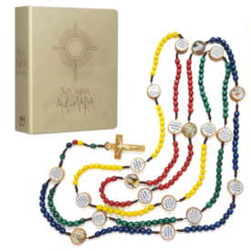 Kit Bíblia Ave-Maria Eucaristia + Rosário Colorido com Mistérios