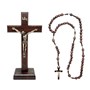 Kit Crucifixo de mesa 18 cm + Terço de madeira