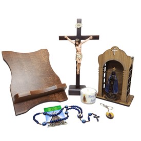 Kit Oratório Altar Doméstico Nossa Senhora Aparecida 7 PEÇAS