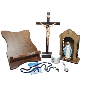 Kit Oratório Altar Doméstico Nossa Senhora das Graças 7 PEÇAS
