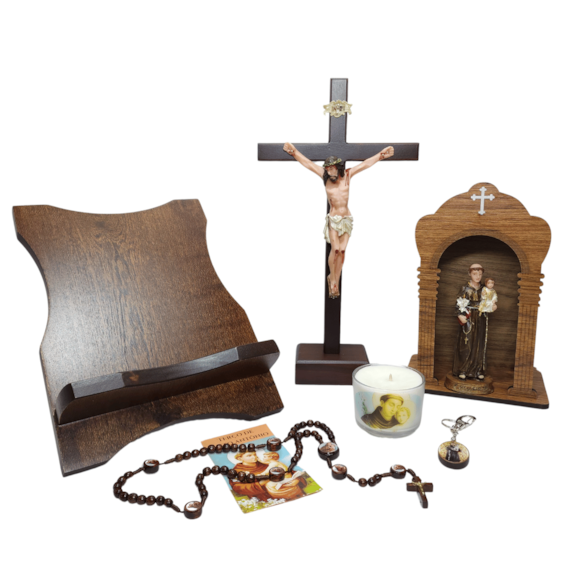 Kit Oratório Altar Doméstico Santo Antônio 7 PEÇAS