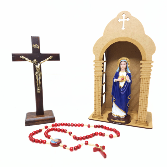 Kit Oratório Imaculado Coração de Maria - 4 Itens