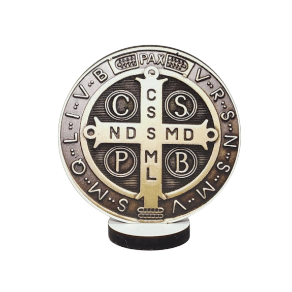 Medalha de São Bento de Mesa em MDF 15 cm - Ouro Velho