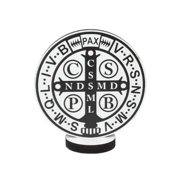Medalha de São Bento de Mesa em MDF 15 cm - Preto e Branco