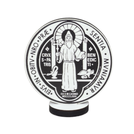 Medalha de São Bento de Mesa em MDF 8 cm - Preto e Branco