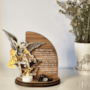 Oratório de São Miguel Arcanjo MDF Amadeirado com Imagem Acrílico 3D