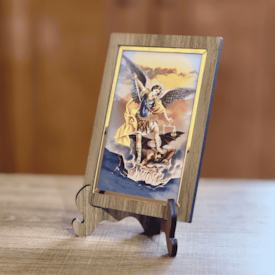 Quadro de São Miguel Arcanjo de Mesa e Parede - 15x21 cm