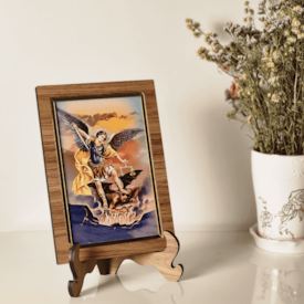 Quadro de São Miguel Arcanjo de Mesa e Parede - 15x21 cm