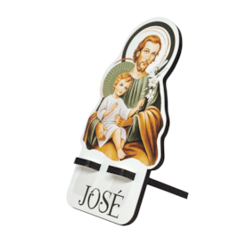 Suporte de Aparelho Celular São José Colorido - MDF Branco (Porta-celular)