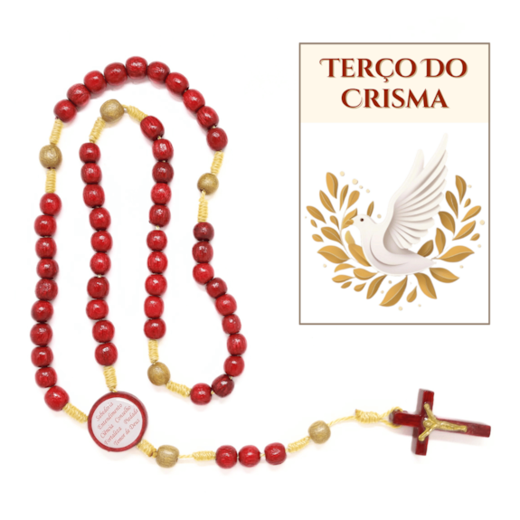 Terço de Crisma em Madeira com Folheto