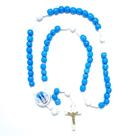 Produto Terço de Nossa Senhora das Graças em Madeira - Azul Claro