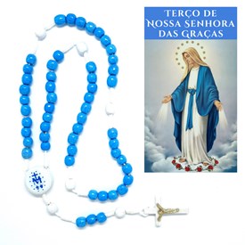 Terço de Nossa Senhora das Graças em Madeira - Azul Claro